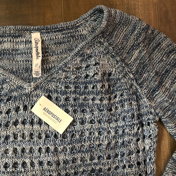 Blue V-Neck Knit Sweater - Picture 2 of 4